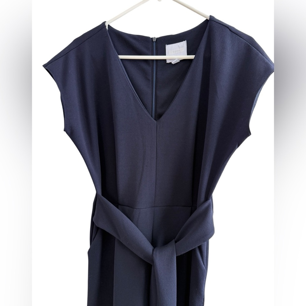 Anthropologie Ett:twe navy blue jumpsuit V-neck sleeveless attached belt M - Picture 6 of 12